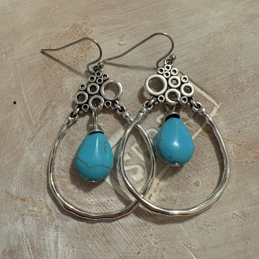 Silver and Turquoise Drop Earrings